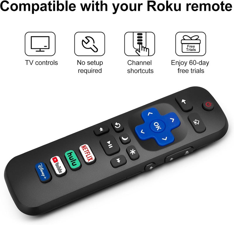 Acoyer (Pack of 2) Replacement Remote Control Only for Roku TV, Compatible for TCL Roku/Hisense Roku/Onn Roku/Sharp Roku/Element Roku/Westinghouse Roku/Philips Roku Smart TVs (Not for Roku Stick and Box) - Image 4